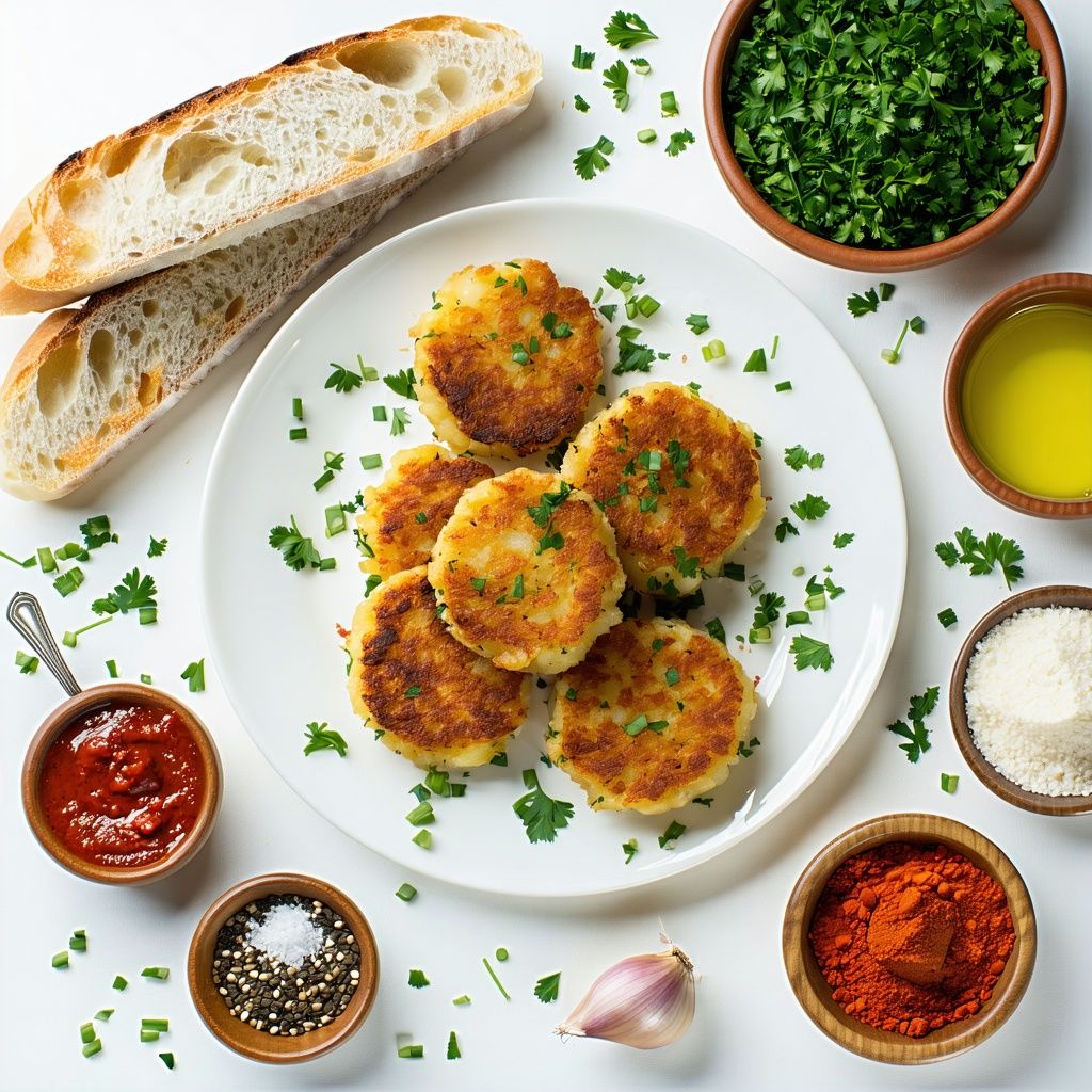 Golden baked potato cakes tucked into a crusty baguette with harissa.