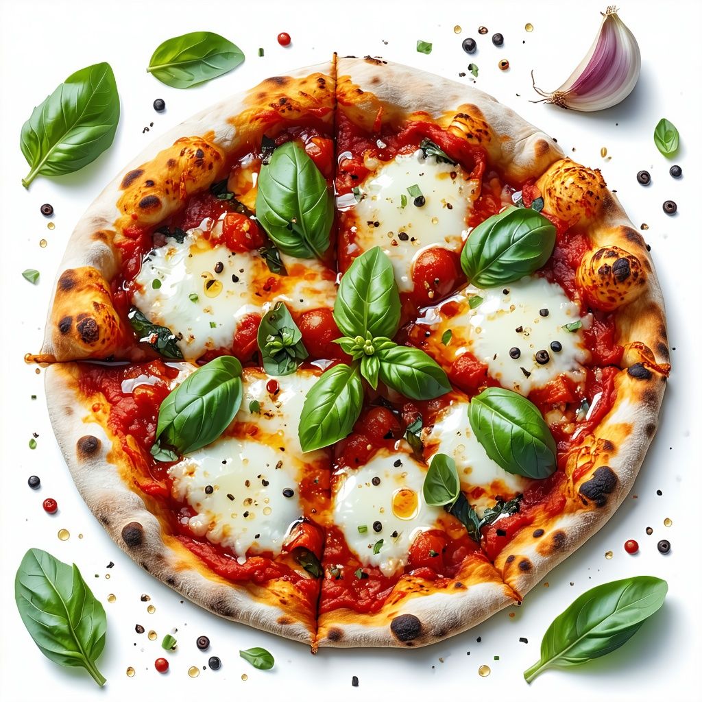Skillet-cooked margherita pizza with melted mozzarella and basil