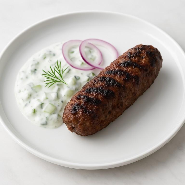 Charred lamb koftas with tzatziki sauce