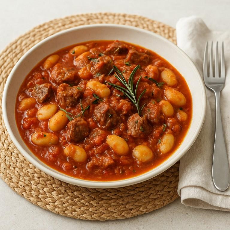 Slow braised lamb and butter bean stew