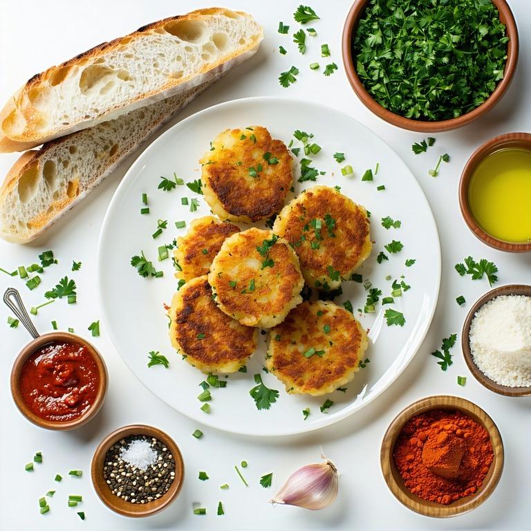 Golden baked potato cakes tucked into a crusty baguette with harissa.